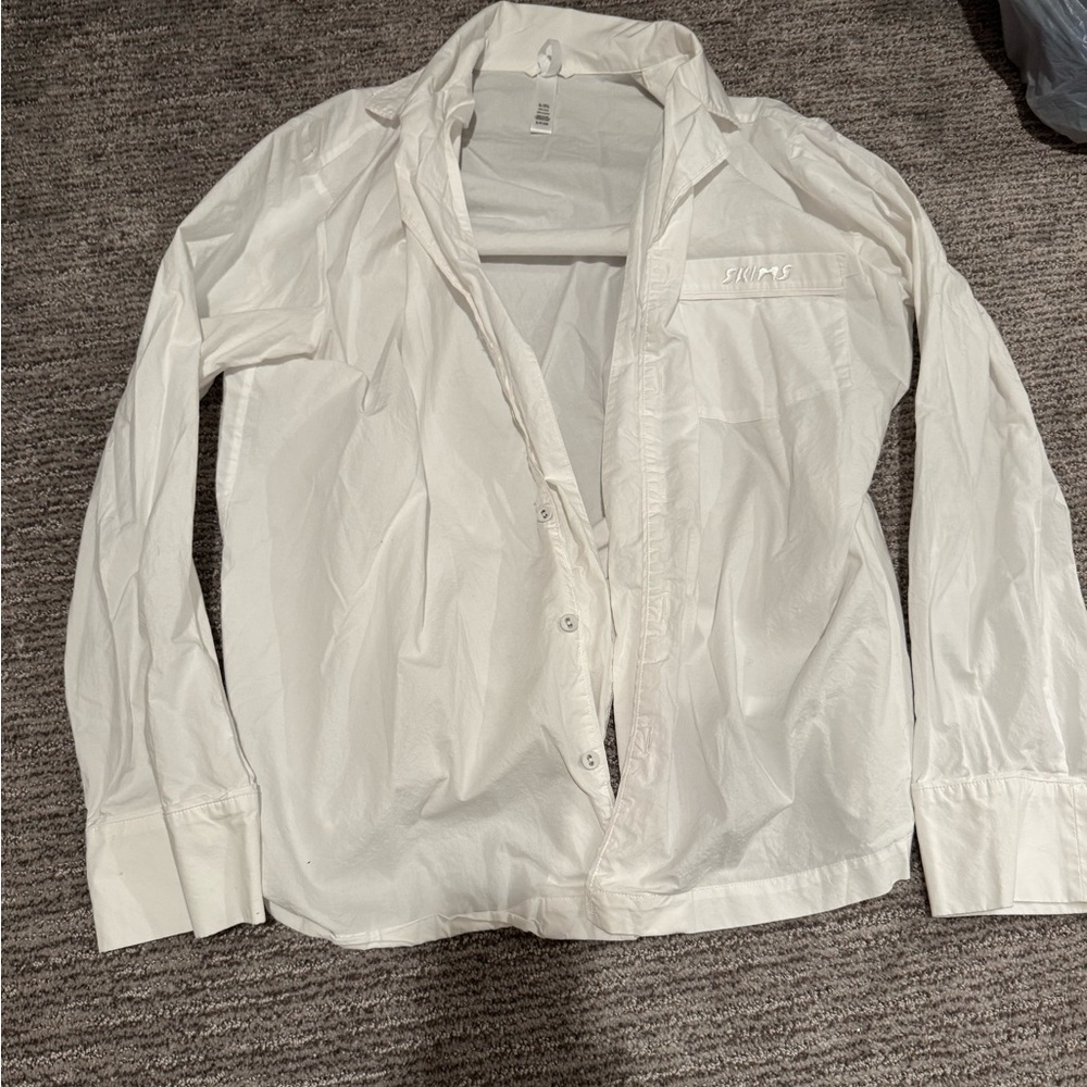 Skims COTTON POPLIN SLEEP BUTTON UP SHIRT